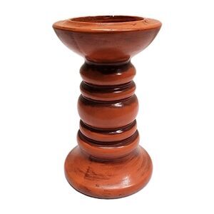 MCM Orange Ceramic Pillar Candle holder Stacked 8" Multi Size Made In Japan